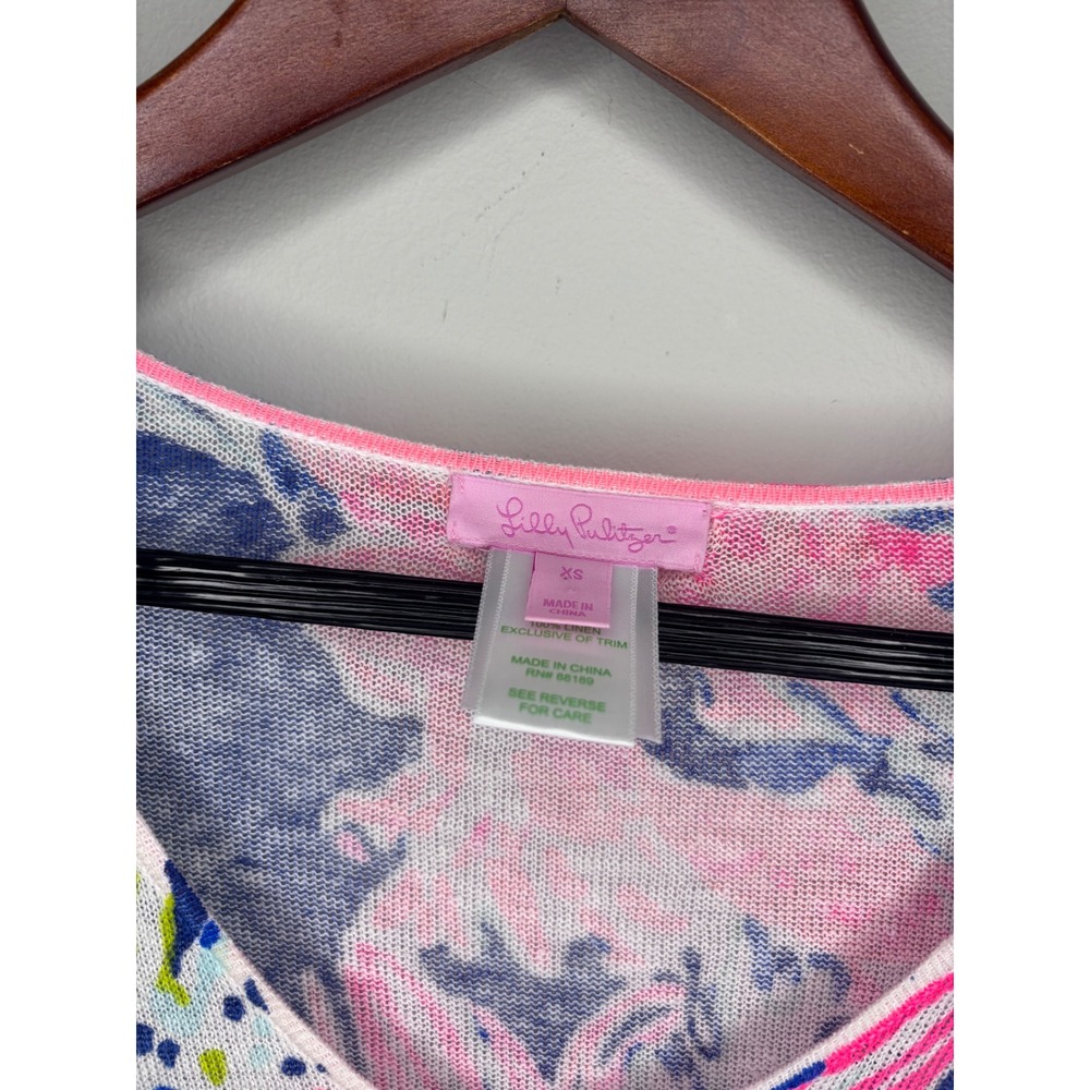 Lilly Pulitzer Linen Sweater XS Lightweight Coastal Preppy Beach Layer - Picture 2 of 4